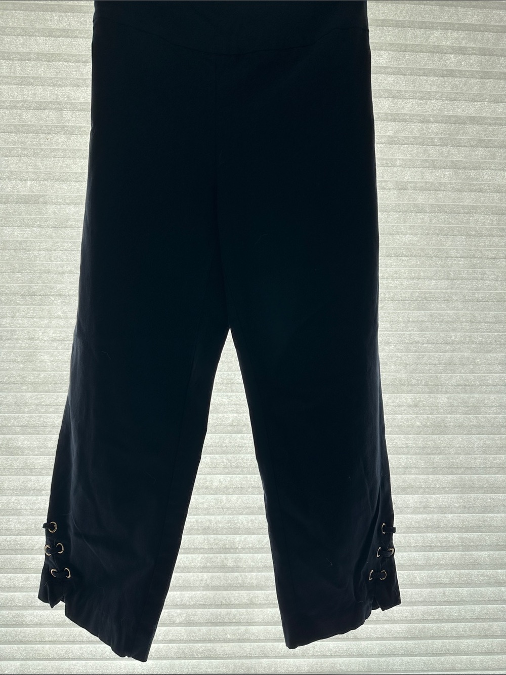 Blue Crop Pants with Side Lace-Up Detail